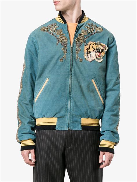 gucci bomber jacket blue and yellow|Gucci bomber jacket men's.